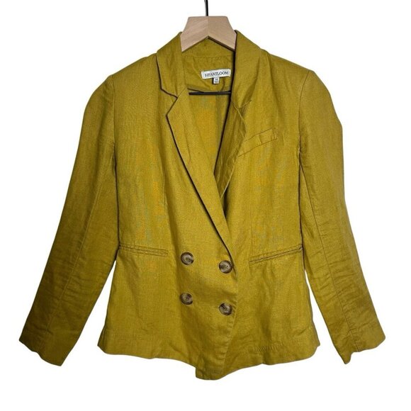 Heartloom Jackets & Blazers - Women’s Heartloom XSmall Mustard Celsa Blazer Jacket 100% Linen Jacket Workwear